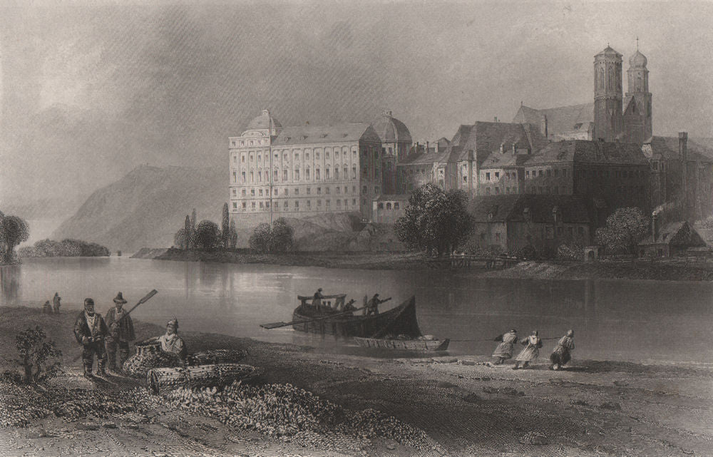 Klosterneuburg, Austria. Danube Donau. BARTLETT 1840 old antique print picture